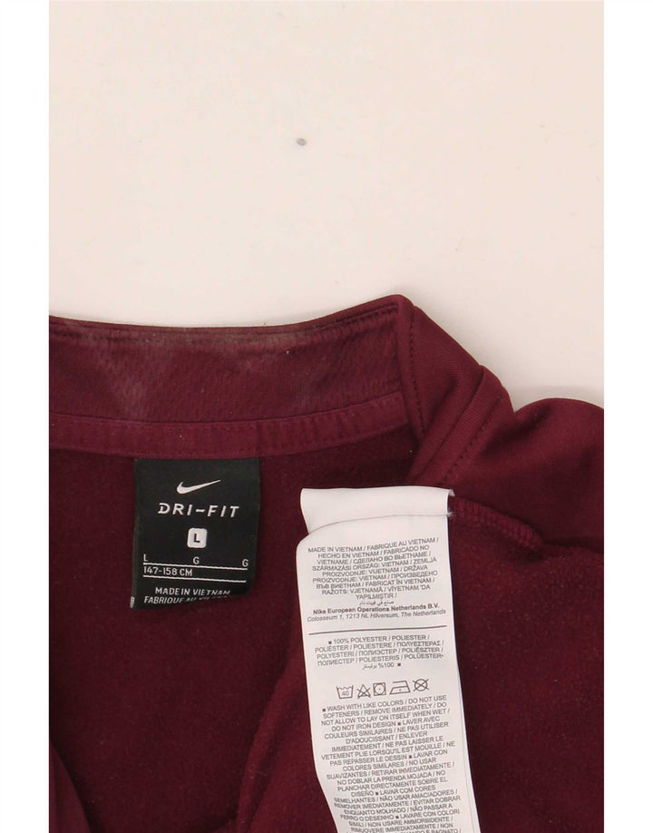 Chłopięcy dres Nike Dri Fit z graficznym pulowerem, rozmiar 12-13 lat, duży, bordowy