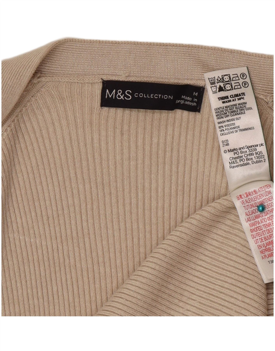 Sweter damski Marks & Spencer z otwartym kardiganem UK 14, średni beż, wiskoza