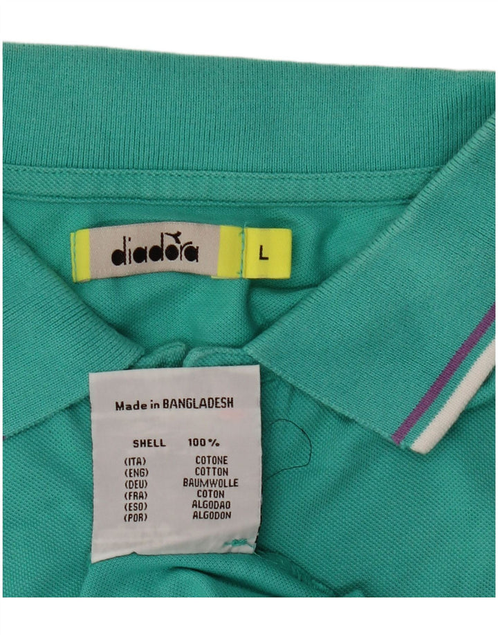 Męska koszulka polo Diadora, duża, turkusowa, bawełniana
