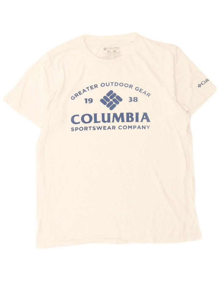 Męska koszulka z grafiką Columbia, średnia, biała bawełna