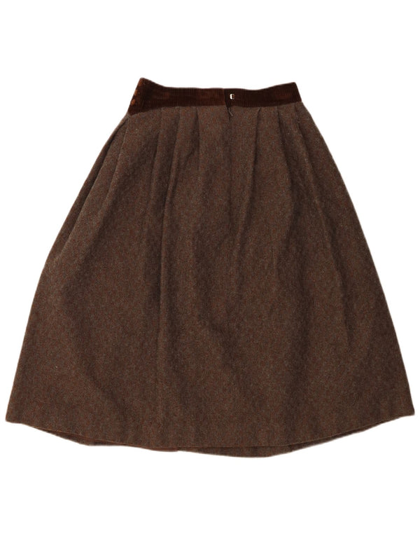 Vintage damska plisowana spódnica w kształcie litery A z wysokim stanem UK 12 Medium W26 brązowa