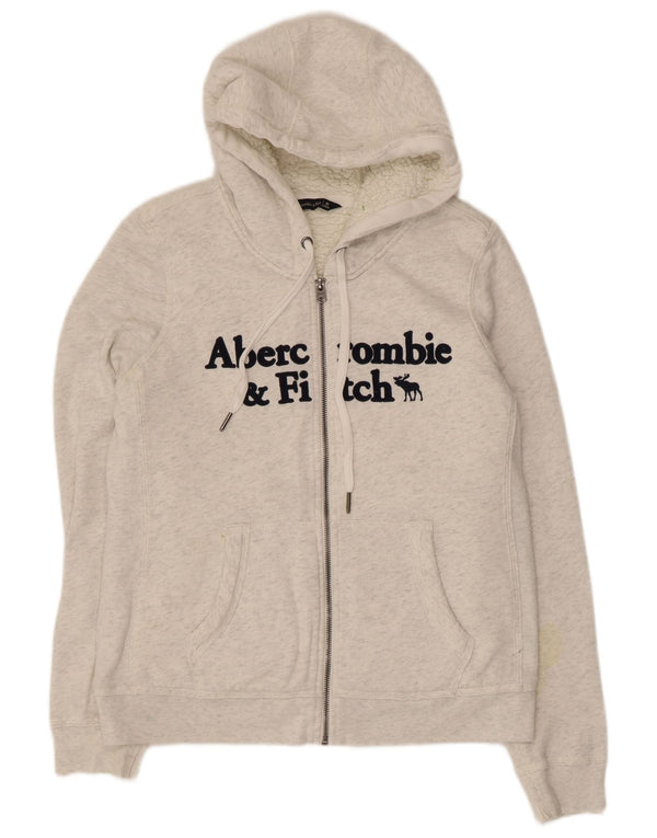 Damski sweter z kapturem i zamkiem błyskawicznym Abercrombie & Fitch, UK 14, średni szary