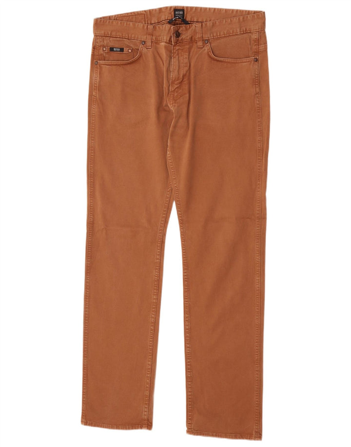 Męskie jeansy Hugo Boss ze stretchem W34 L32 brązowe
