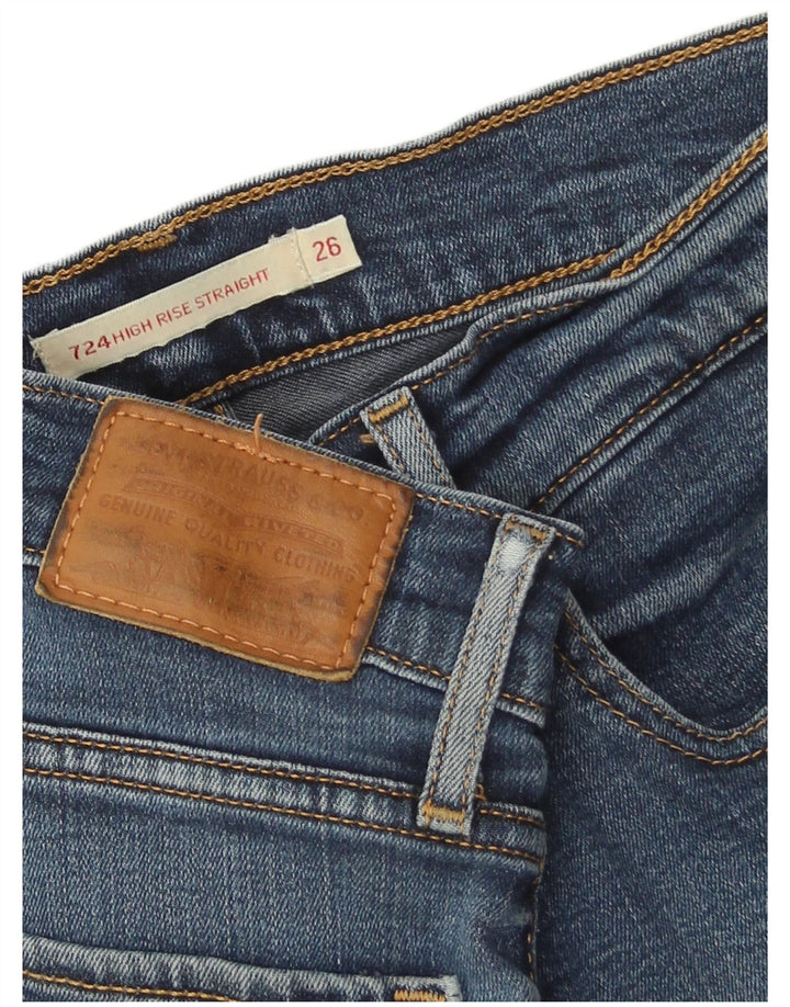 Damskie jeansy Levi's 724 z wysokim stanem i prostym W26 L32 Niebieski Lyocell