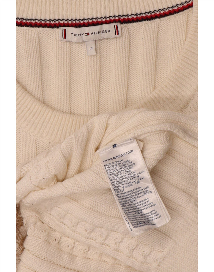 Damski sweter Tommy Hilfiger z graficznym wycięciem pod szyją, UK 14, średni biały