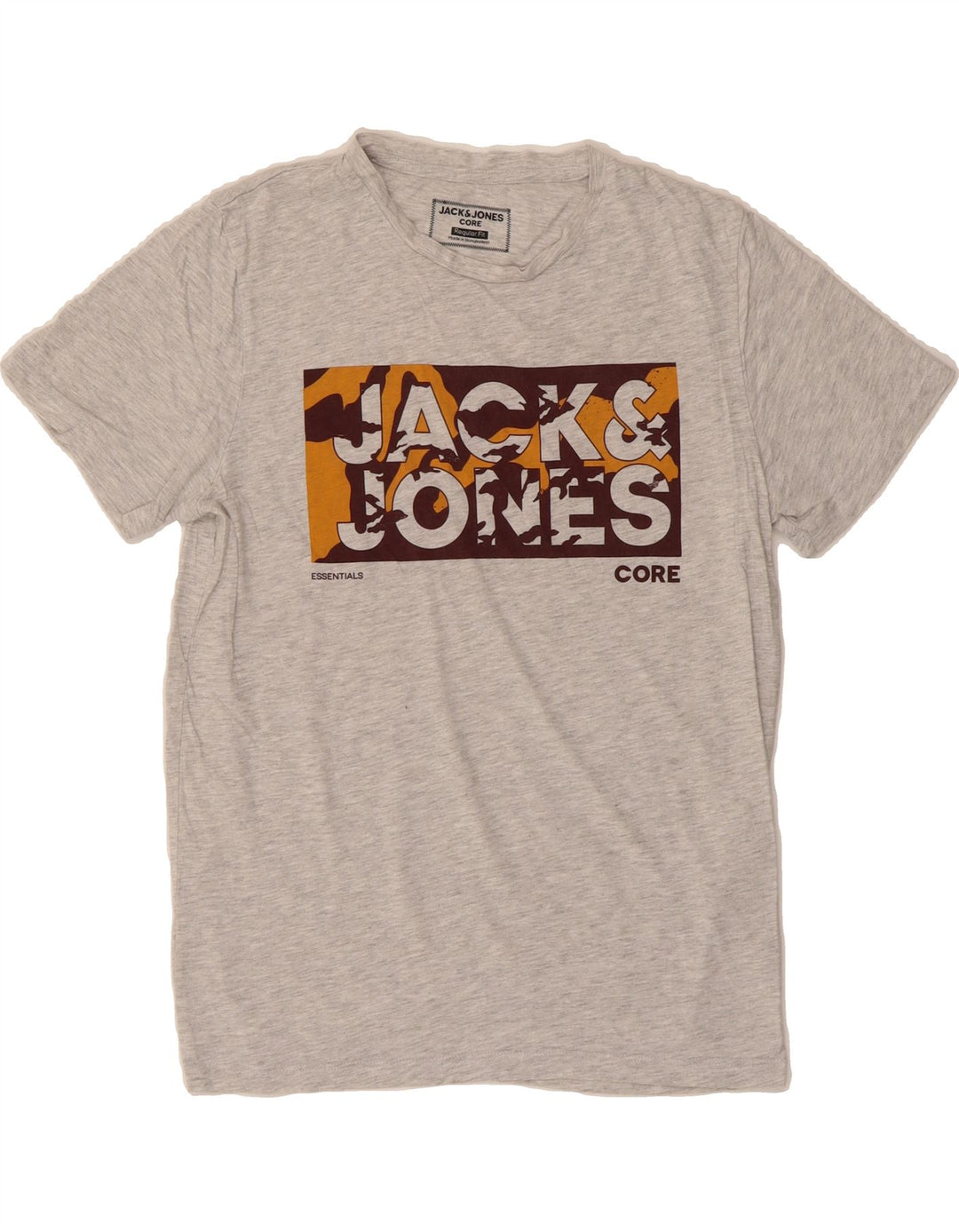 JACK & JONES Mens Regular Fit Graphic T-Shirt Top Small Grey Cotton Vintage Jack & Jones and Second-Hand Jack & Jones from Messina Hembry 