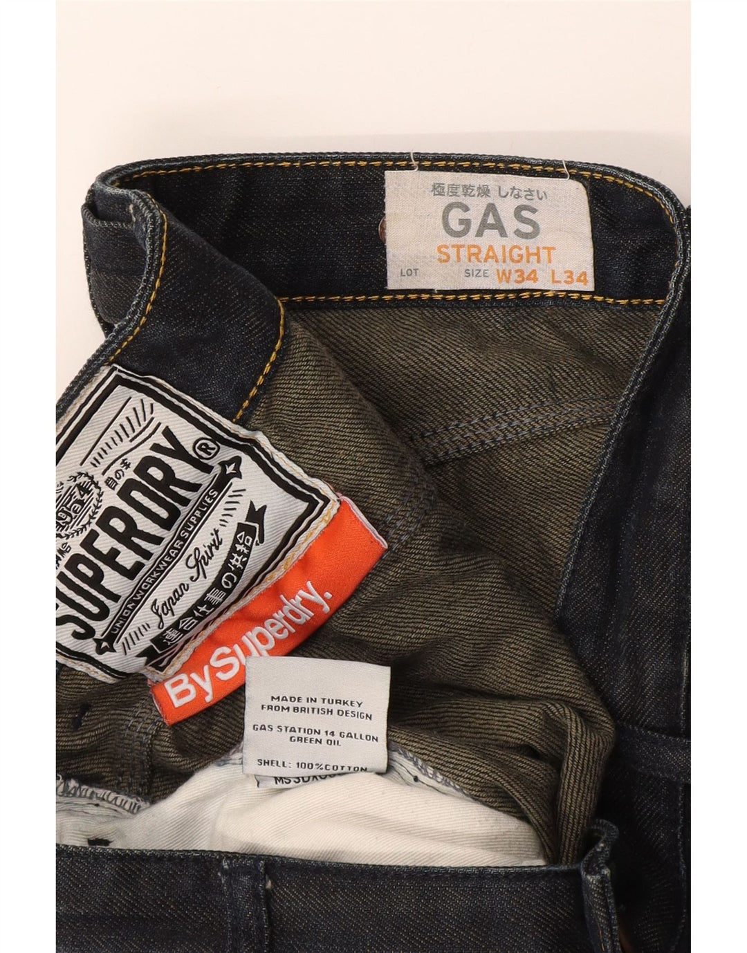 Męskie proste dżinsy Superdry W34 L34 Granatowa bawełna