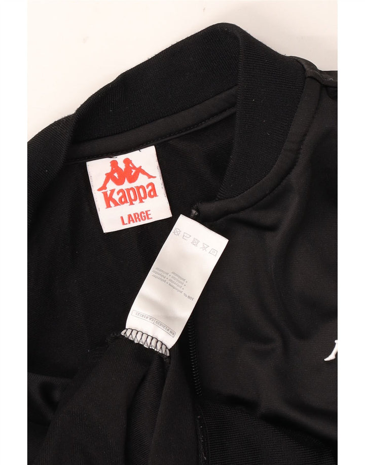 Męska kurtka dresowa Kappa z grafiką, duża, czarna, poliestrowa