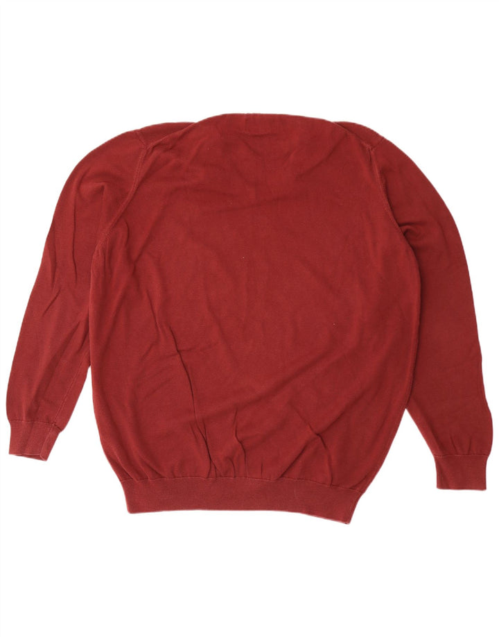Męski sweter Barbour z dekoltem w kształcie litery V, 2XL, bordowa bawełna