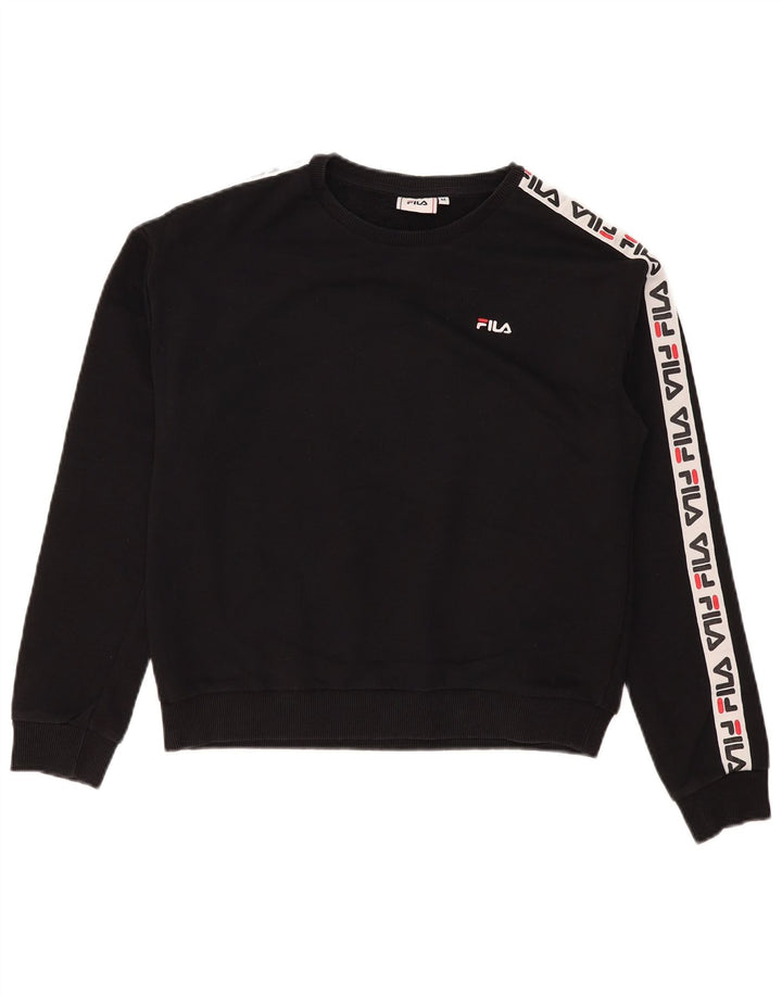 Damska bluza z grafiką Fila, UK 14, bawełna w kolorze średniej czerni