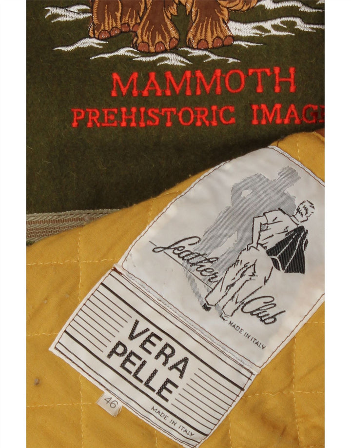 Vintage męska skórzana kurtka wiatrówka IT 46 mała brązowa skóra