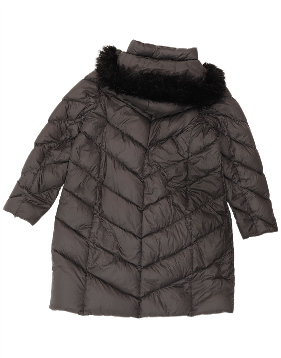 MICHAEL KORS Damski ocieplany płaszcz z kapturem UK 18 XL, szary nylon