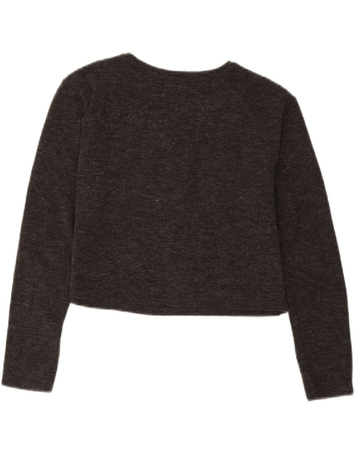 Damski krótki top Zara z grafiką z długim rękawem, UK 10, mały, szary