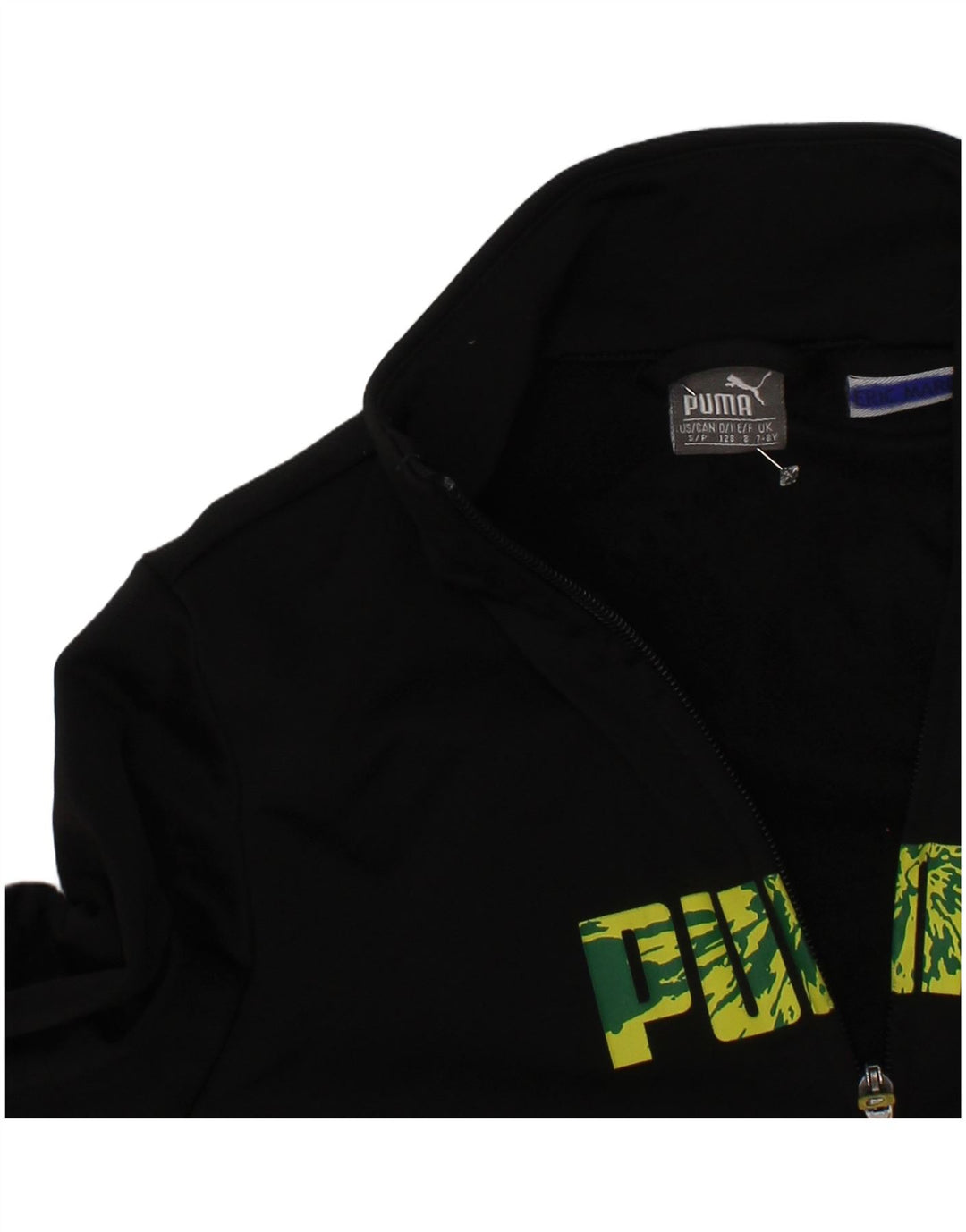Chłopięca kurtka dresowa Puma z grafiką, 7-8 lat, czarna, z blokami kolorów