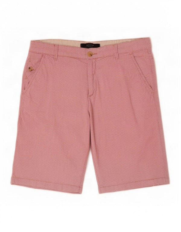 Zara Mens Chino Shorts EU 42 Large W32 Red Striped Cotton