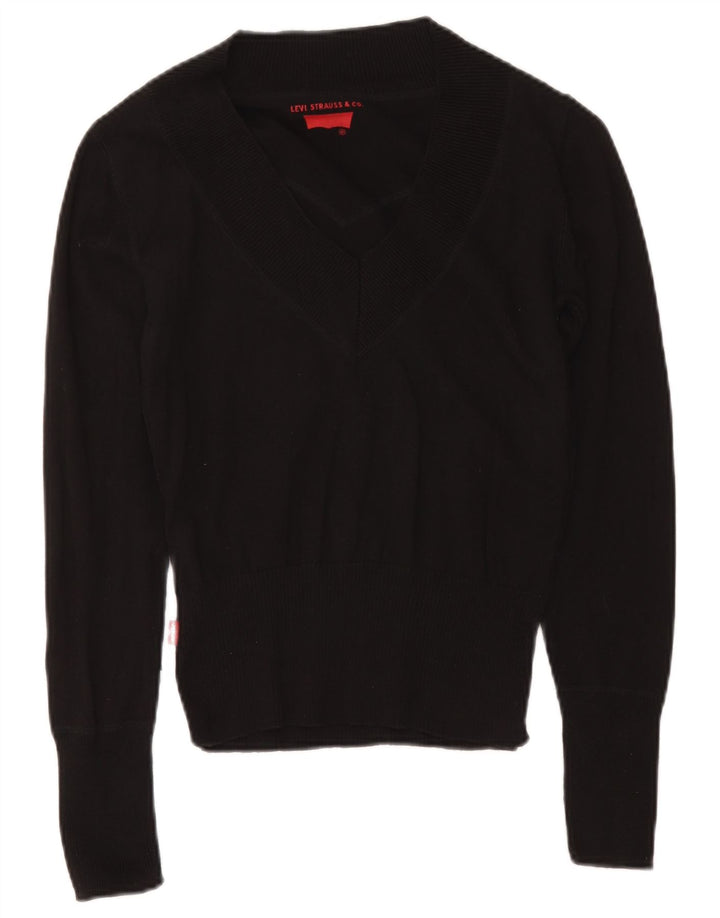 Sweter damski Levi's z dekoltem w kształcie litery V, UK 12, średni czarny, bawełniany