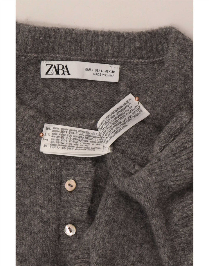 Sweter damski Zara Cardigan UK 16, duży, szary poliester