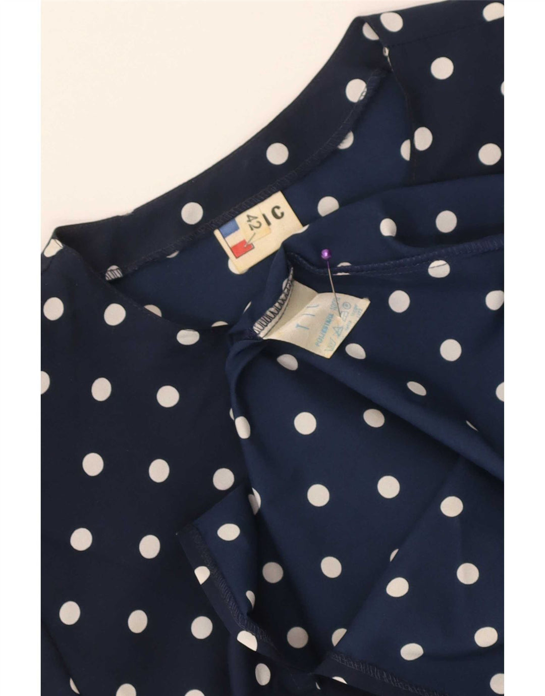 Damska sukienka peplum w stylu vintage IT 42 Średni granatowy poliester w kropki