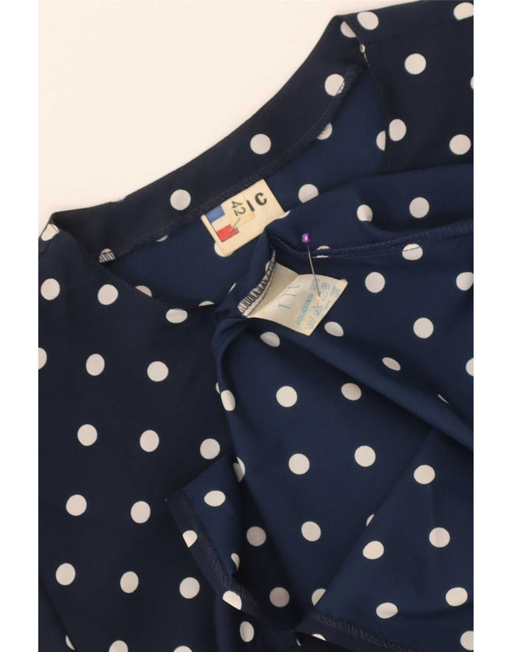 Damska sukienka peplum w stylu vintage IT 42 Średni granatowy poliester w kropki