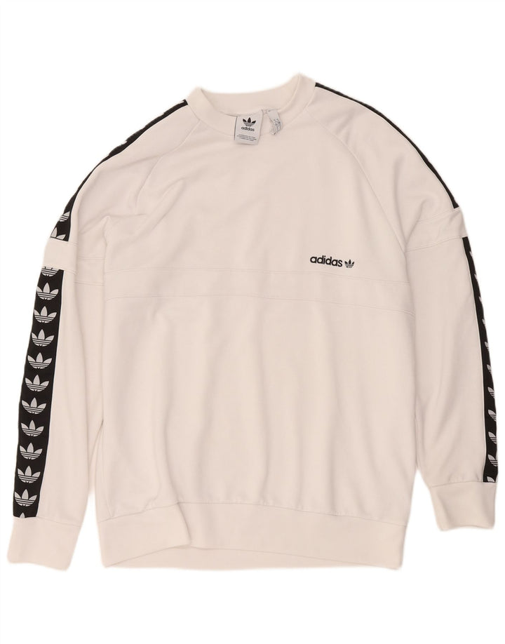 Męska bluza Adidas z grafiką, duża, biała, z blokami kolorów, z poliestru