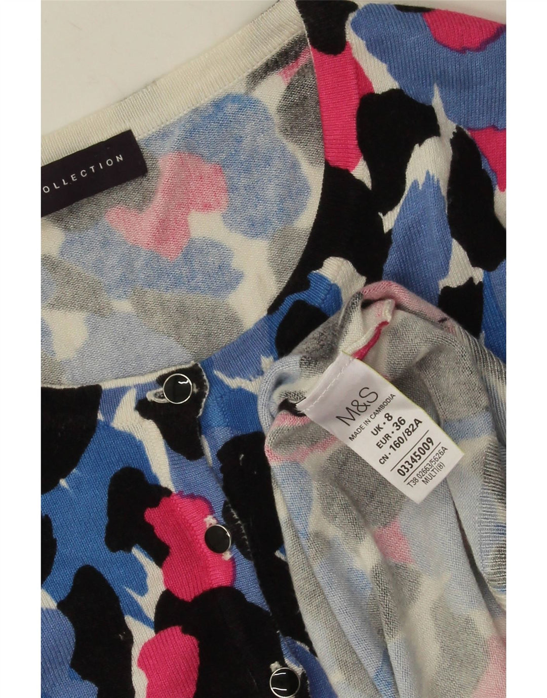 Marks & Spencer Damski sweter rozpinany UK 8, mały, wielokolorowy w kwiaty