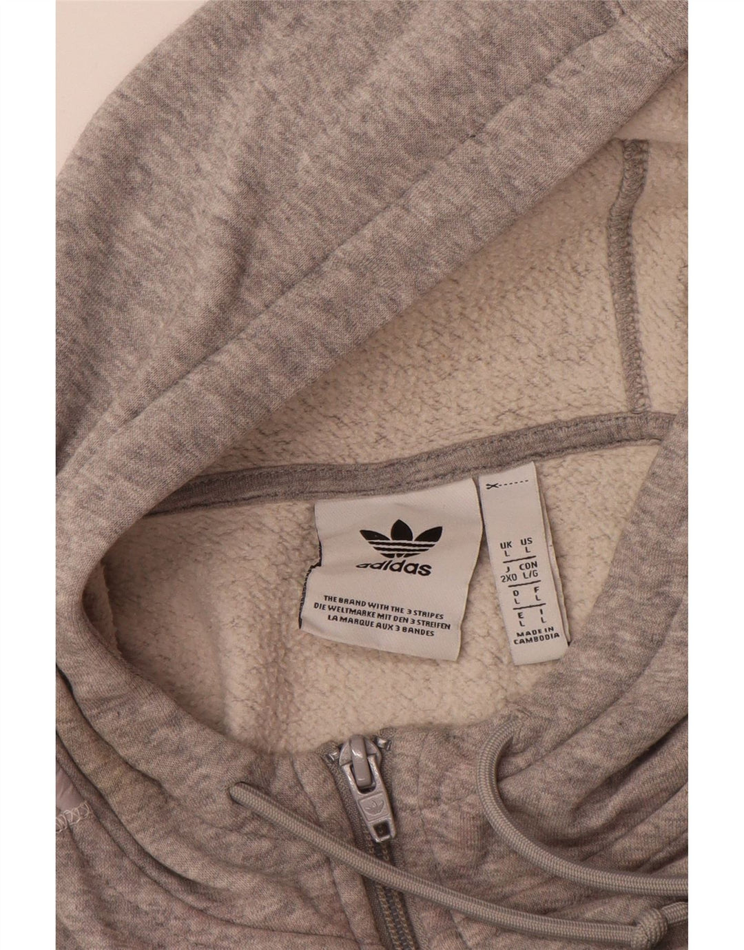 Adidas Męski sweter z kapturem i zamkiem błyskawicznym, duży, szary, bawełniany