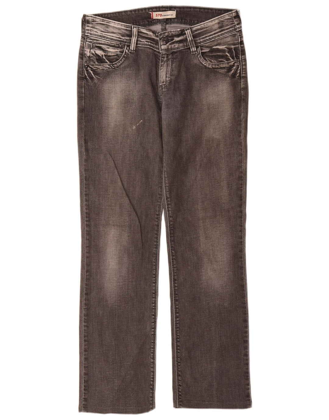 Damskie jeansy Levi's 570 Straight W32 L34 Szara bawełna