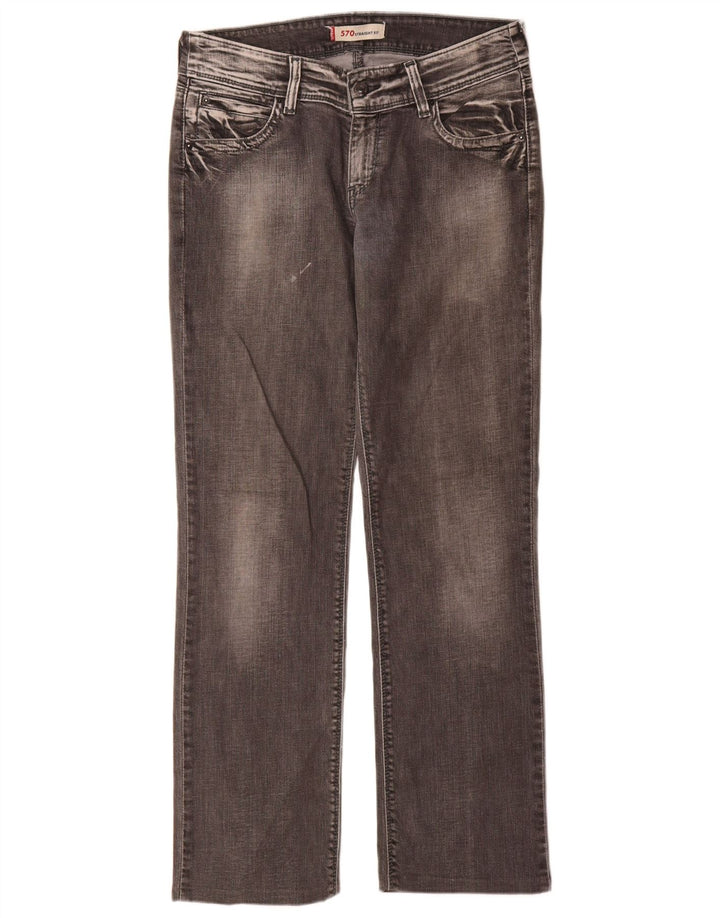 Damskie jeansy Levi's 570 Straight W32 L34 Szara bawełna