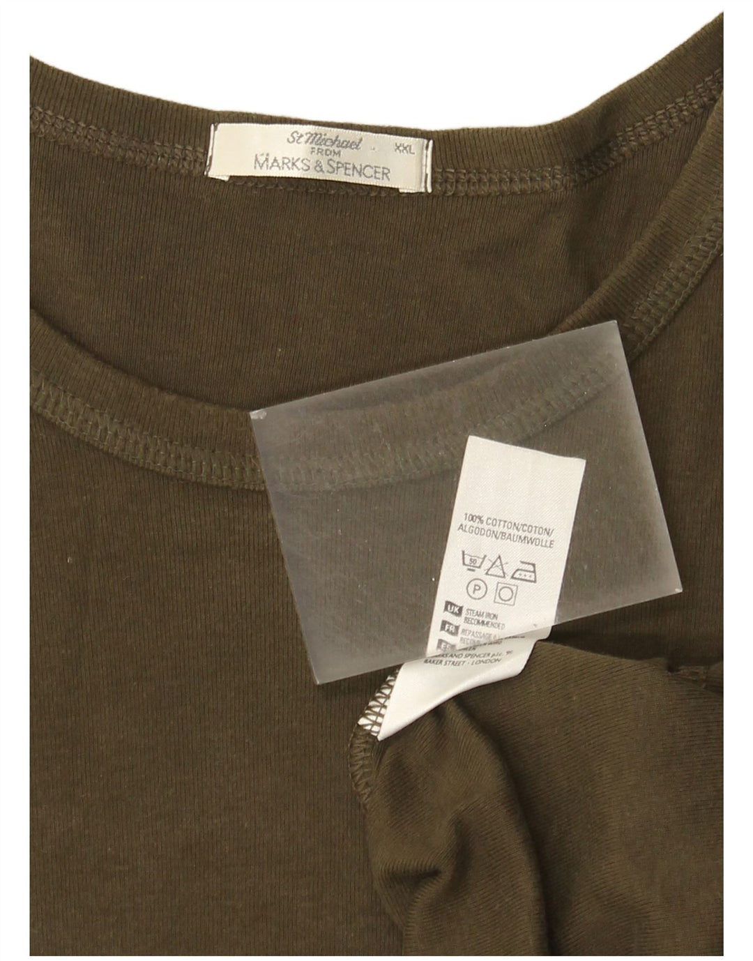 Marks & Spencer Męski top z długim rękawem, 2XL, bawełna khaki