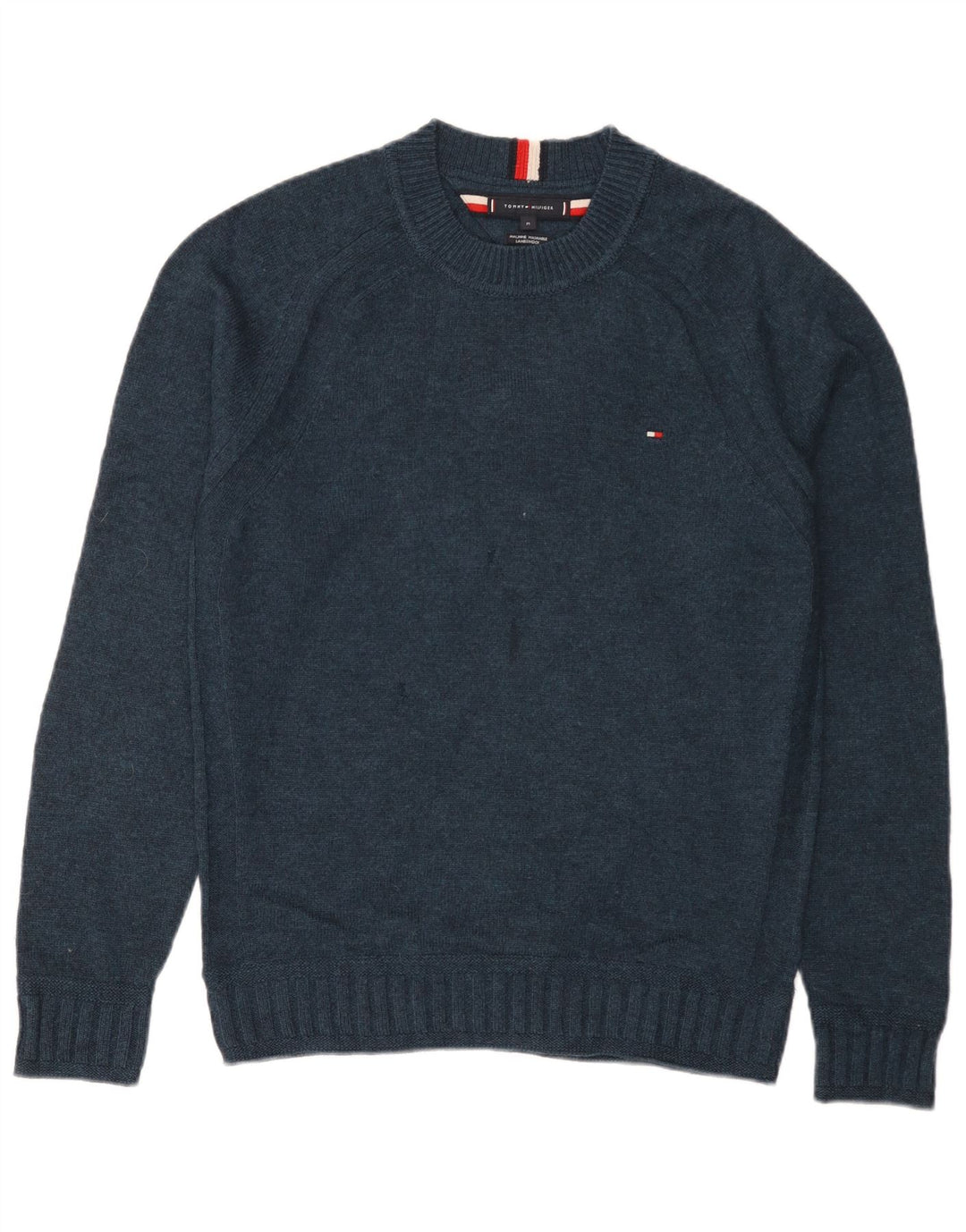 Męski sweter z okrągłym dekoltem Tommy Hilfiger, średni granatowy, wełna owcza