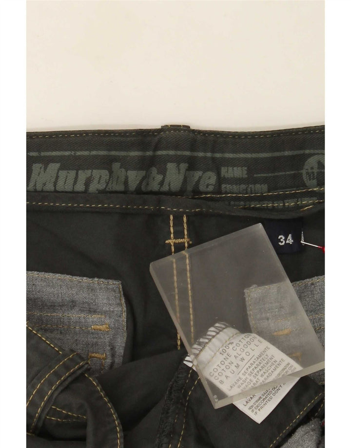 Męskie spodnie cargo o luźnym kroju Murphy & Nye W34 L33 Szara bawełna