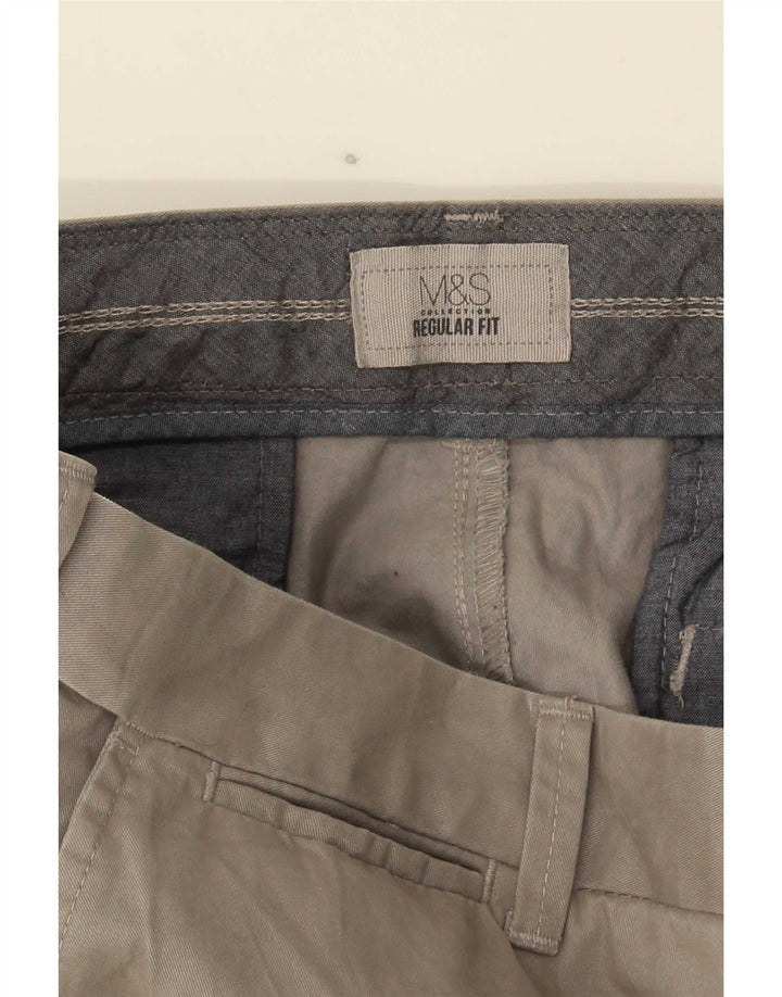 Męskie spodnie chino o regularnym kroju Marks & Spencer W36 L30 szare