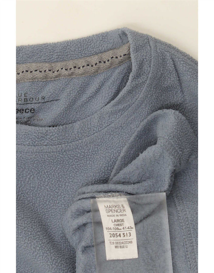 Marks & Spencer Męski top polarowy z długim rękawem, duży, niebieski, poliester