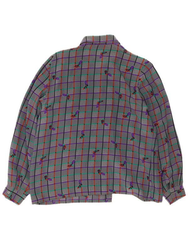 Damska bluzka koszulowa w stylu vintage UK 18 XL w szarą kratkę