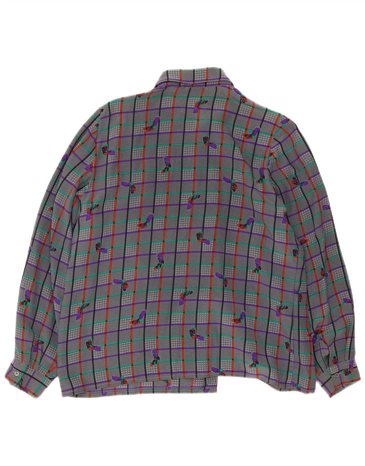 Damska bluzka koszulowa w stylu vintage UK 18 XL w szarą kratkę