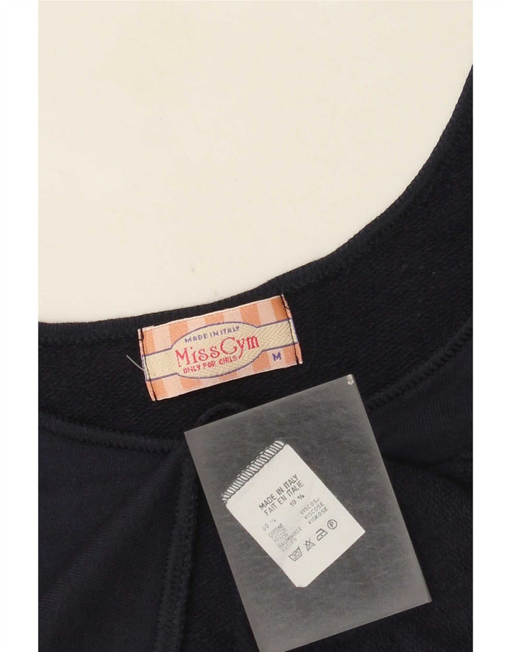 Damska kamizelka w stylu vintage, krótka, UK 14, średnia, granatowa bawełna