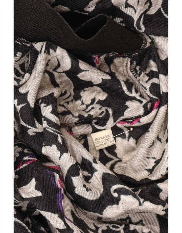 Rozkloszowana spódnica damska w stylu vintage, średnia W26, czarna, kwiatowa wiskoza