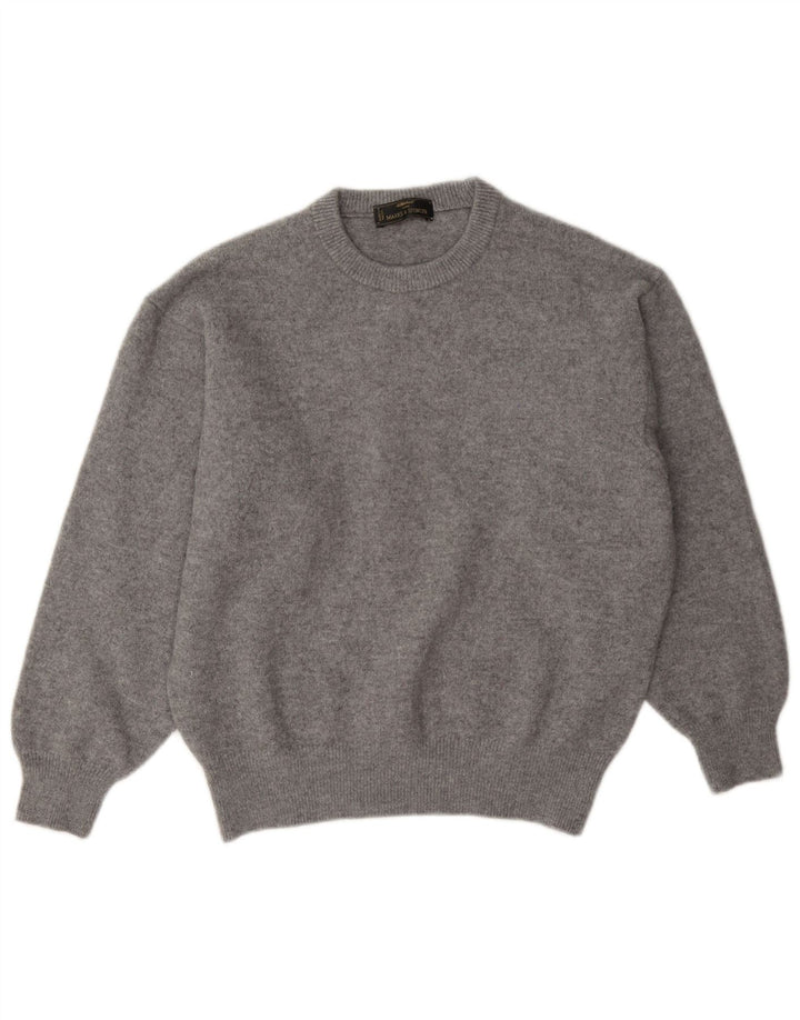 Marks & Spencer Męski sweter z okrągłym dekoltem, średnioszary, wełniany