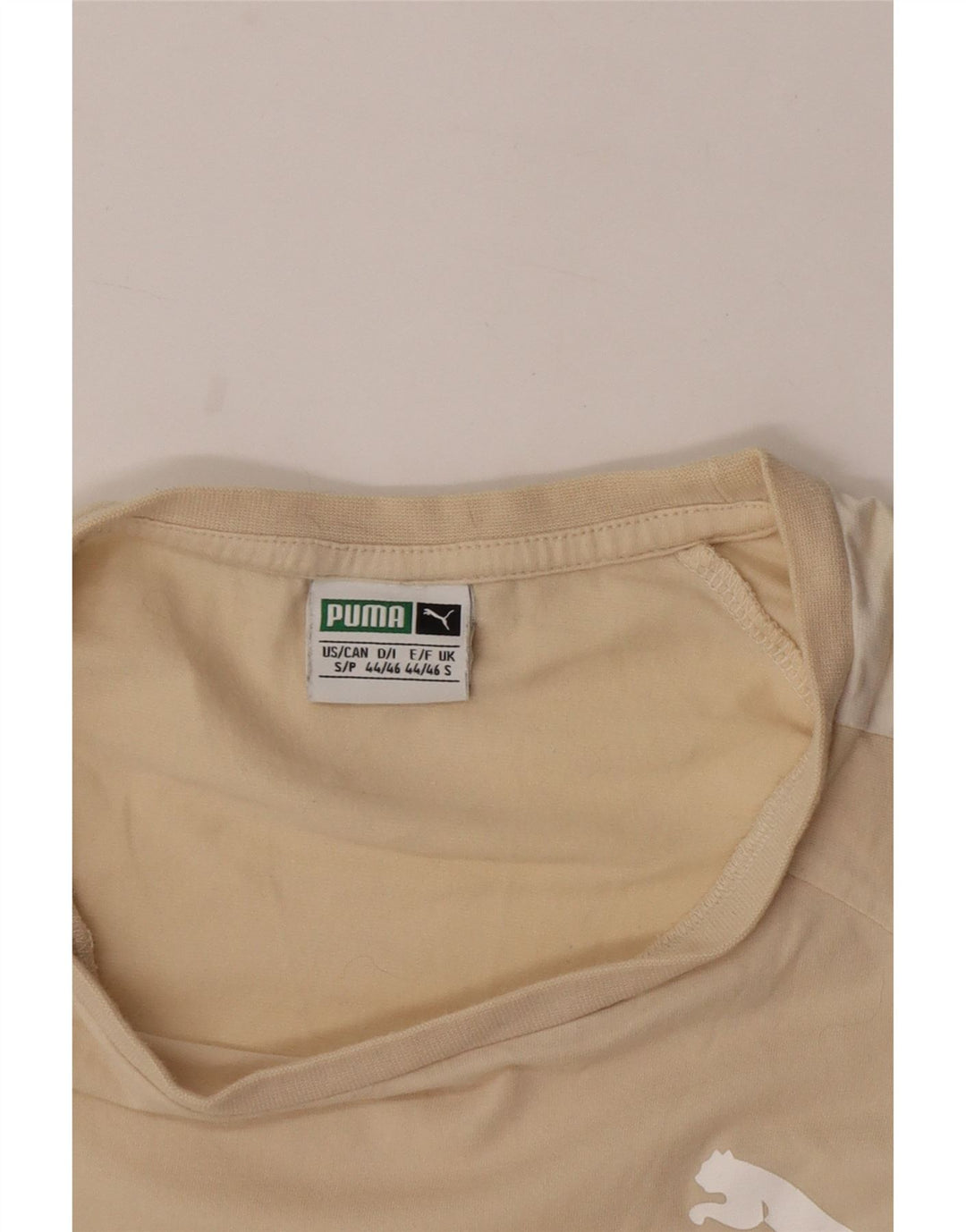 T-shirt męski Puma Top, mały, beżowy, z blokami kolorów