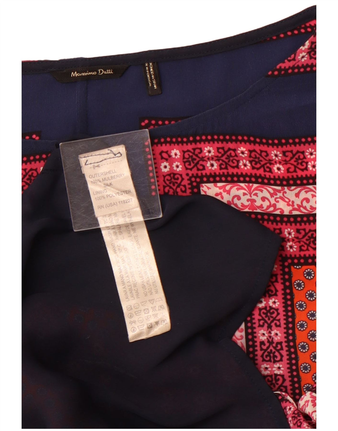 MASSIMO DUTTI Damska sukienka typu shift z rękawem 3/4 UK 12 Średnio-pomarańczowy kwiatowy