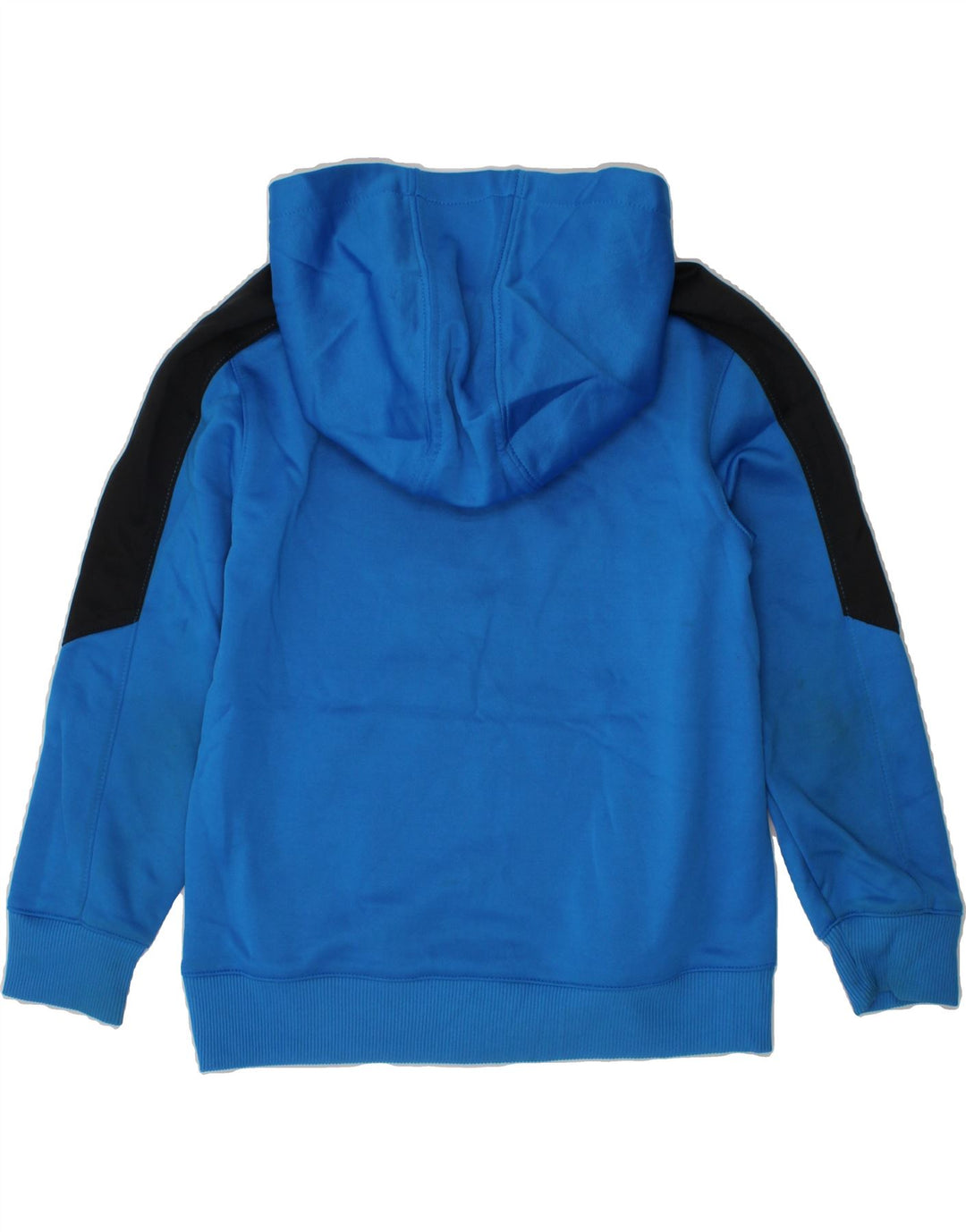 REEBOK Boys Graphic Hoodie Jumper 4-5 Years Blue Colourblock Polyester Vintage Reebok and Second-Hand Reebok from Messina Hembry 
