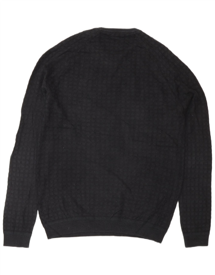 Męski sweter z wycięciem pod szyją Reiss, duży, czarny, bawełniany