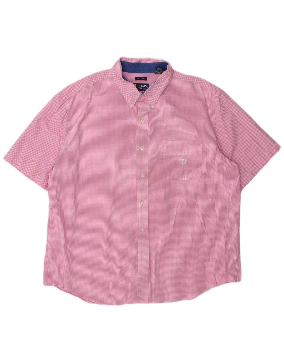 Męska koszula z krótkim rękawem Chaps 2XL, różowa bawełniana kratka
