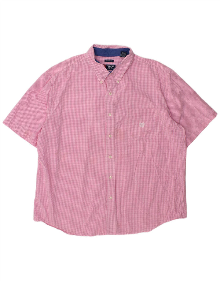 Męska koszula z krótkim rękawem Chaps 2XL, różowa bawełniana kratka