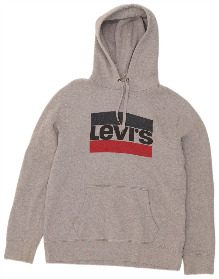 Męski sweter z kapturem z grafiką Levi's, duży, szary, bawełniany