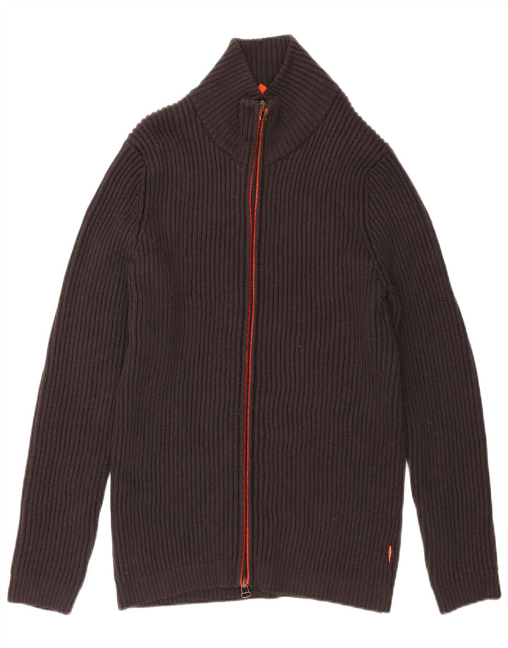 Męski sweter rozpinany Hugo Boss, średnioszary, z dziewiczej wełny
