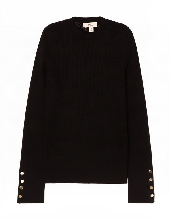 Marks & Spencer Damski sweter z okrągłym dekoltem UK 10 Small, czarna wiskoza
