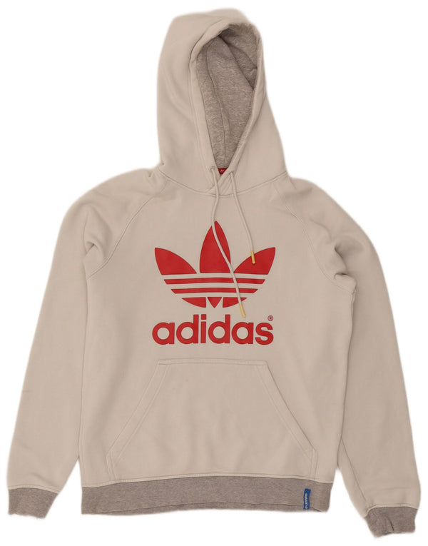 Męska bluza z kapturem Adidas Graphic, średnia biała, bawełniana z blokami kolorów