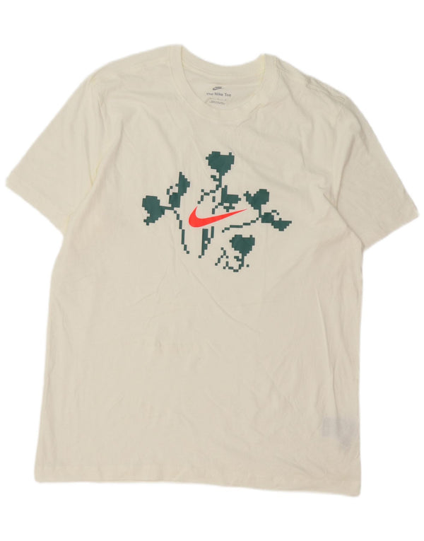 Męski T-shirt z grafiką Nike, duży, biały, bawełniany