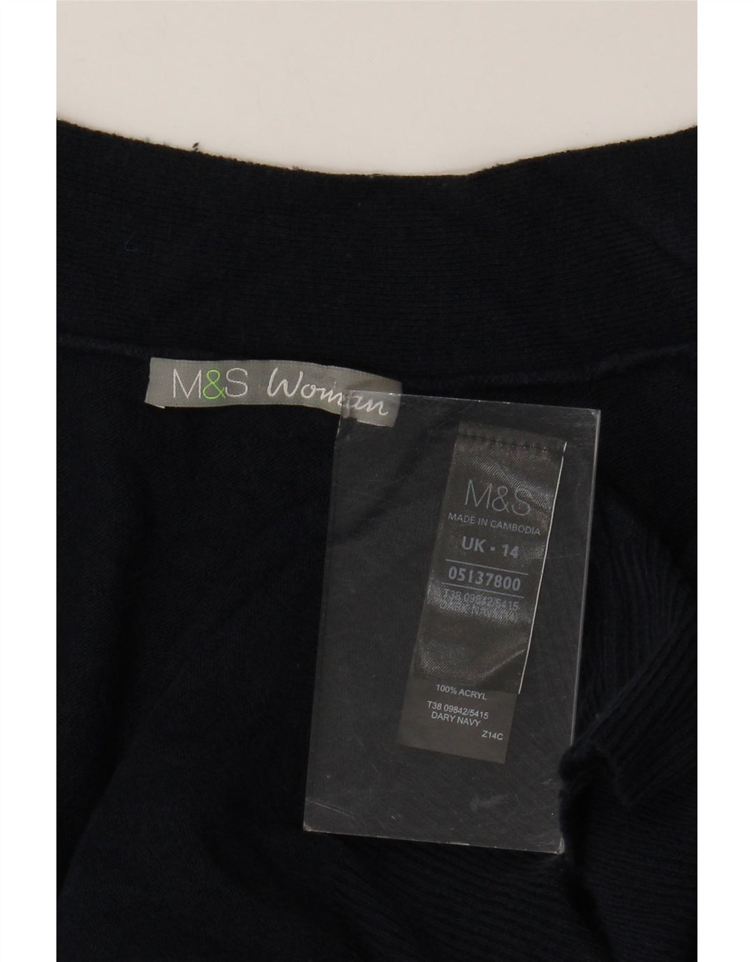 Marks & Spencer Damski sweter rozpinany z rękawem 3/4, UK 14, średni granatowy